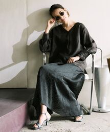 INDIVI | 【太田莉菜さん着用/洗える/インポート】ドット柄ナローロングスカート(スカート)