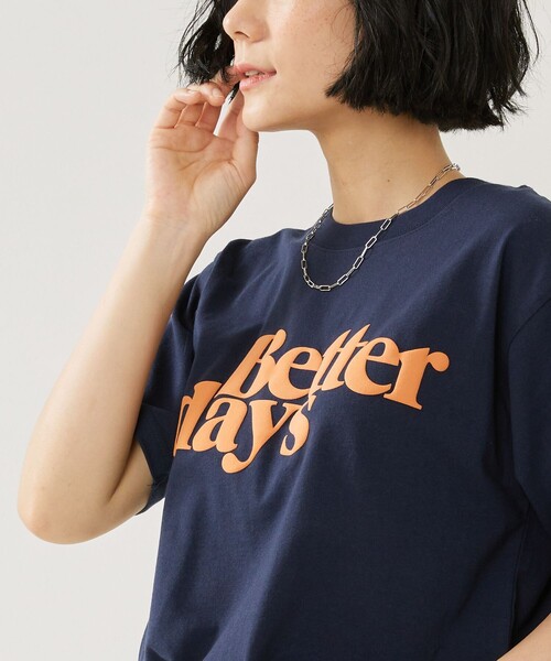 FREAK'S STORE(フリークスストア)の「DAYS TEE/デイズロゴTシャツ(Tシャツ/カットソー・レディース・オフホワイト/イエロー/ネイビー・フリ-)」の4枚目の写真