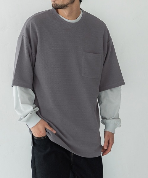 coca（coca）（コカ）の「【WEB限定セール】エンボスポケットTシャツ（Tシャツ/カットソー・メンズ・ブラック/ライトグレー/チャコール/ネイビー/ホワイト・M/L/XL）」の4枚目の写真