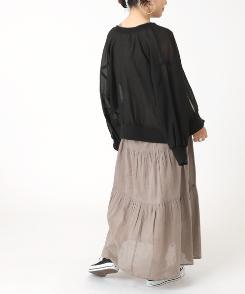 B.C STOCK（ベーセーストック）の「コットンボイルティアードワンピース（ワンピース・レディース・チャコールグレー/イエロー/ブルー系その他・FREE）」の6枚目の写真