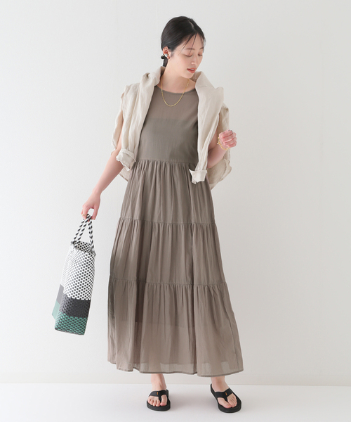 B.C STOCK（ベーセーストック）の「コットンボイルティアードワンピース（ワンピース・レディース・チャコールグレー/イエロー/ブルー系その他・FREE）」の13枚目の写真