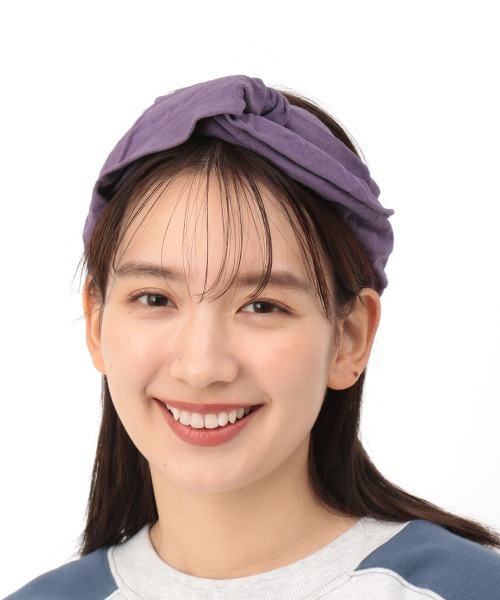 チチカカ(チチカカ)の「ギャザーストライプヘアバンド(ヘアバンド・レディース・カーキ/ベージュ/パープル・MEDIUM)」の8枚目の写真