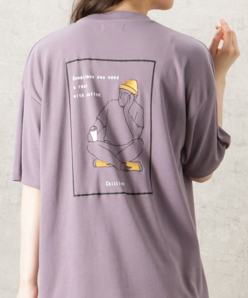 Mac-House(マックハウス)の「イラストプリントTシャツ(Tシャツ/カットソー・メンズ・ホワイト/ブラック/パープル・M/L)」の1枚目の写真