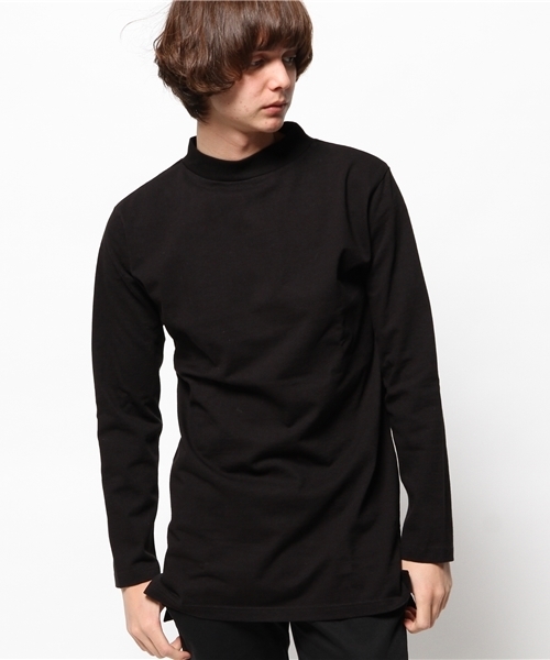 Lui's（ルイス）の「Lui's(ルイス) モックネックロングスリーブカットソー（Tシャツ/カットソー・メンズ・ホワイト/ブラック/グレー・MEDIUM/SMALL）」の2枚目の写真