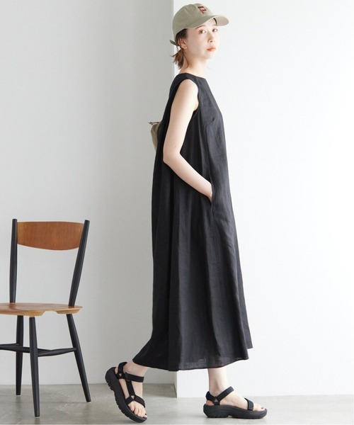 SLOBE IENA（スローブイエナ）の「《追加2》リネンタックノースリーブワンピース（ワンピース・レディース・ブラック/ピンク/グリーン・FREE）」の11枚目の写真