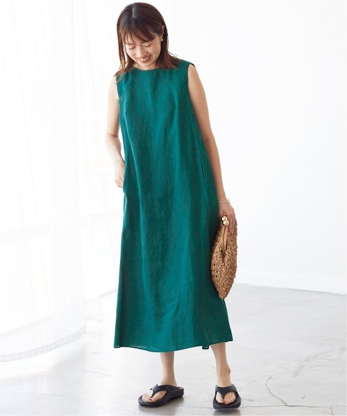 SLOBE IENA（スローブイエナ）の「《追加2》リネンタックノースリーブワンピース（ワンピース・レディース・ブラック/ピンク/グリーン・FREE）」の15枚目の写真
