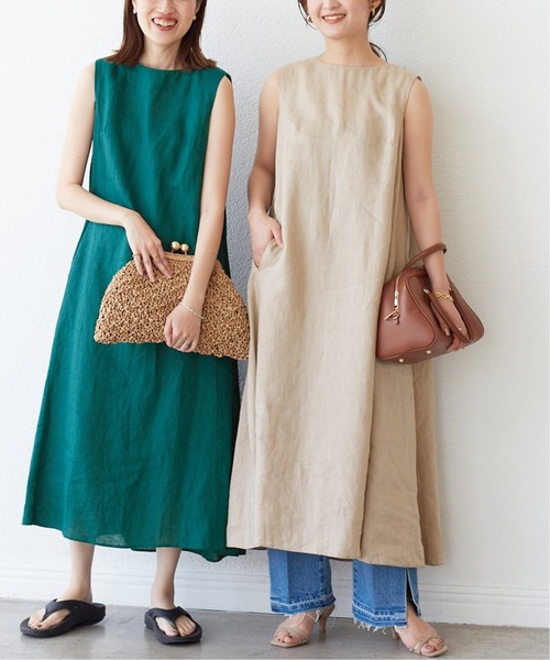 SLOBE IENA（スローブイエナ）の「《追加2》リネンタックノースリーブワンピース（ワンピース・レディース・ブラック/ピンク/グリーン・FREE）」の18枚目の写真