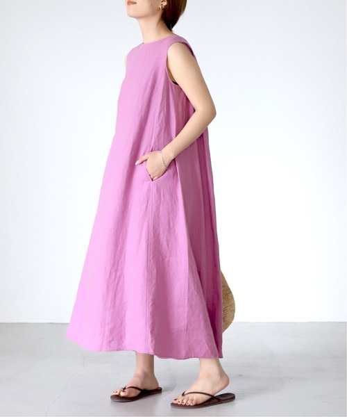 SLOBE IENA（スローブイエナ）の「《追加2》リネンタックノースリーブワンピース（ワンピース・レディース・ブラック/ピンク/グリーン・FREE）」の19枚目の写真
