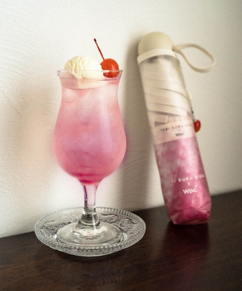 Wpc.（ダブリュピーシー）の「【旅する喫茶×Wpc.】クリームソーダ 折り畳み ビニール傘（折りたたみ傘・レディース・ピンク/ブルー/グリーン/パープル/オレンジ・フリー）」の20枚目の写真