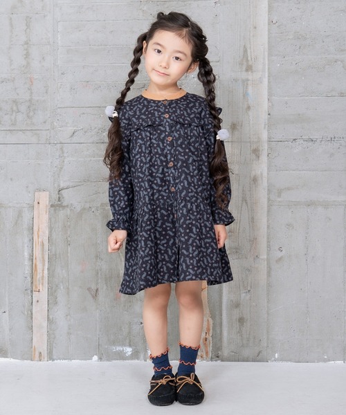 RAGMART（ラグマート）の「プリントワンピース（ワンピース・キッズ・サックスブルー/ブラック・100cm/110cm/130cm/120cm）」の3枚目の写真