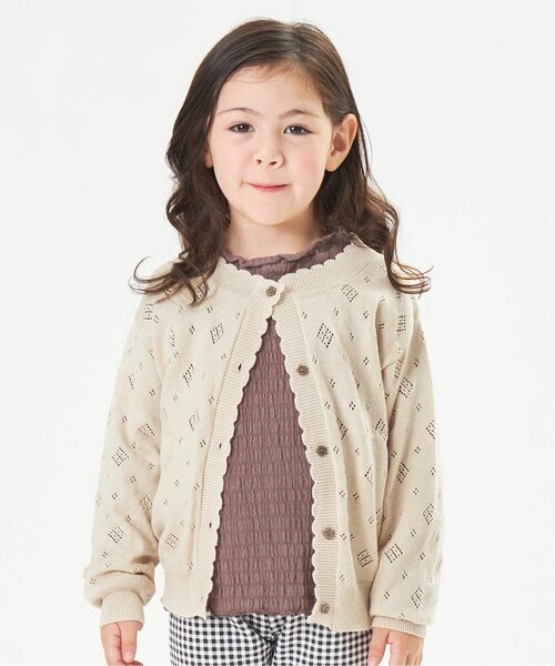 Seraph（セラフ）の「アイレット編みカーディガン（カーディガン/ボレロ・キッズ・ブラウン/オレンジ/クリーム・90/100/110/120/80/130/95/140）」の3枚目の写真