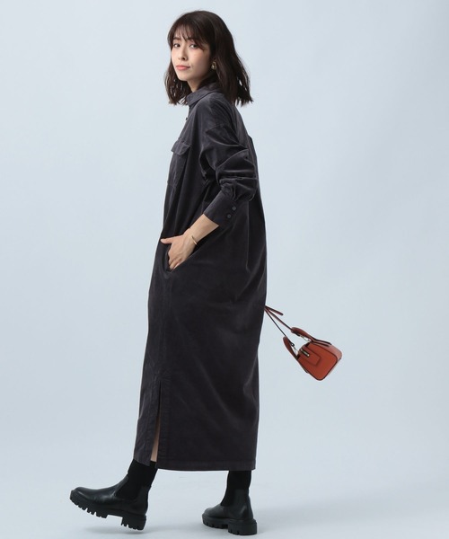 BAYFLOW(ベイフロー)の「コーデュロイシャツワンピース(シャツワンピース・レディース・ベージュ/マスタード/チャコール・FREE)」の11枚目の写真