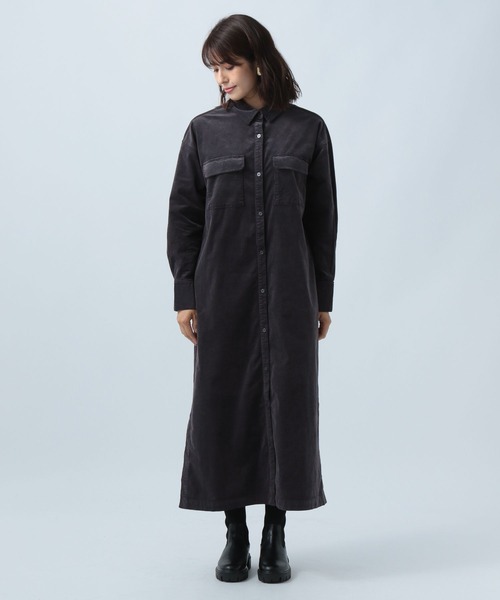 BAYFLOW(ベイフロー)の「コーデュロイシャツワンピース(シャツワンピース・レディース・ベージュ/マスタード/チャコール・FREE)」の18枚目の写真