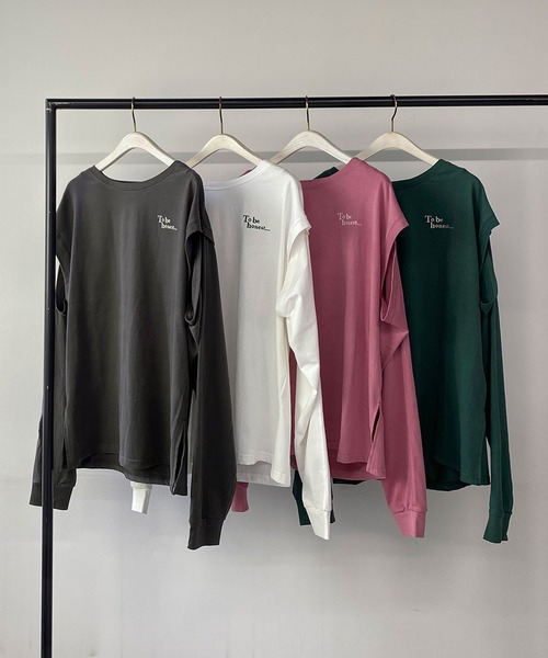 179/WG(イチナナキュウダブルジー)の「2WAYスリット ロングスリーブ /ノースリーブ Tシャツ(Tシャツ/カットソー・レディース・チャコールグレー/オフホワイト/ピンク/グリーン・FREE)」の17枚目の写真