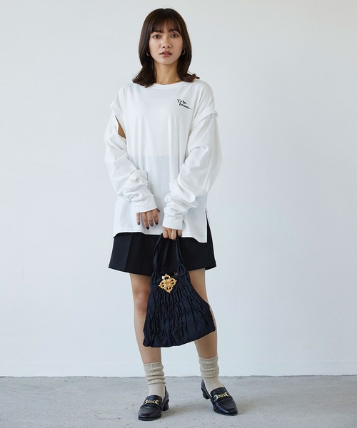 179/WG(イチナナキュウダブルジー)の「2WAYスリット ロングスリーブ /ノースリーブ Tシャツ(Tシャツ/カットソー・レディース・チャコールグレー/オフホワイト/ピンク/グリーン・FREE)」の18枚目の写真