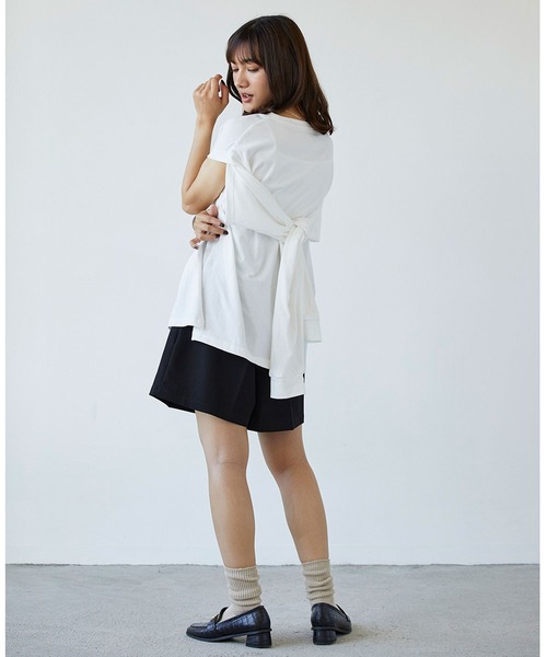 179/WG(イチナナキュウダブルジー)の「2WAYスリット ロングスリーブ /ノースリーブ Tシャツ(Tシャツ/カットソー・レディース・チャコールグレー/オフホワイト/ピンク/グリーン・FREE)」の19枚目の写真