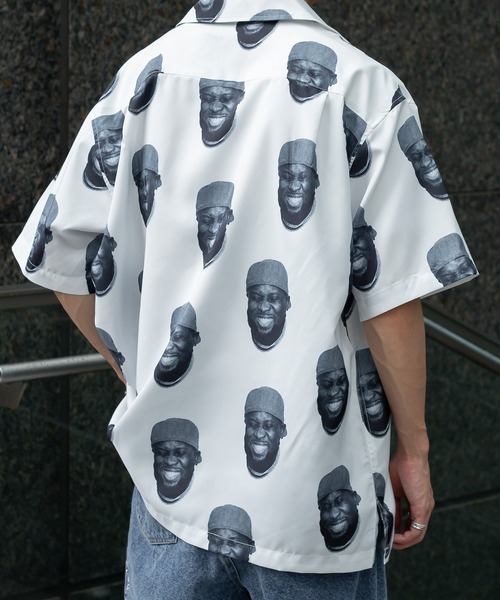 Perushu（ペルーシュ）の「総柄グラフィックオープンカラーシャツ（シャツ/ブラウス・メンズ・オフホワイト/ブラック×グリーン/ブルーグレー・MEDIUM/LARGE）」の13枚目の写真