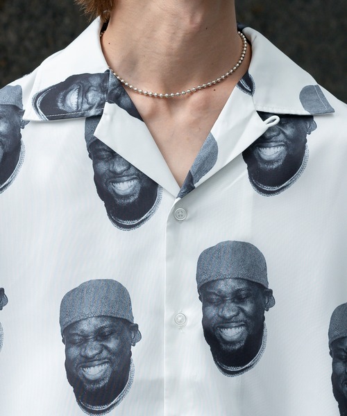 Perushu（ペルーシュ）の「総柄グラフィックオープンカラーシャツ（シャツ/ブラウス・メンズ・オフホワイト/ブラック×グリーン/ブルーグレー・MEDIUM/LARGE）」の14枚目の写真