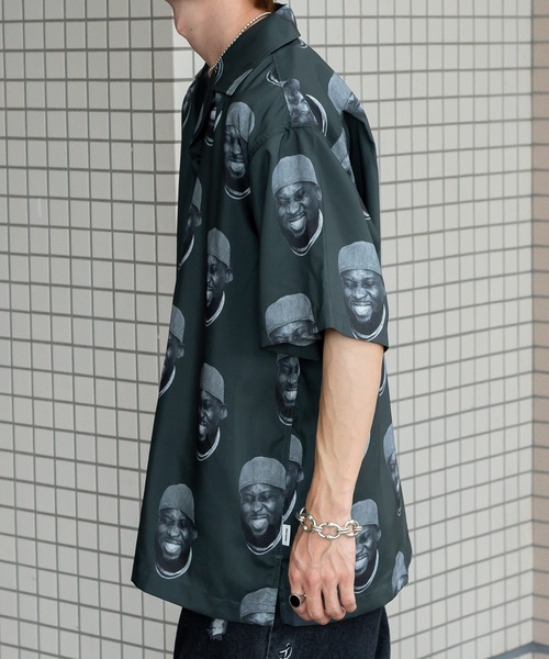 Perushu（ペルーシュ）の「総柄グラフィックオープンカラーシャツ（シャツ/ブラウス・メンズ・オフホワイト/ブラック×グリーン/ブルーグレー・MEDIUM/LARGE）」の21枚目の写真