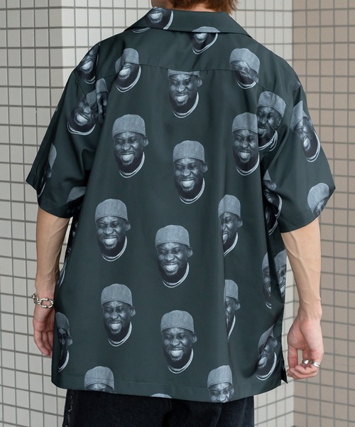 Perushu（ペルーシュ）の「総柄グラフィックオープンカラーシャツ（シャツ/ブラウス・メンズ・オフホワイト/ブラック×グリーン/ブルーグレー・MEDIUM/LARGE）」の22枚目の写真