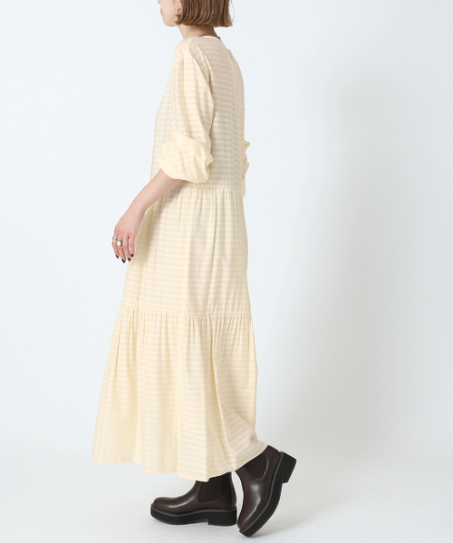 B.C STOCK（ベーセーストック）の「ティアードワンピース*（ワンピース・レディース・ブラウン/グリーン/アイボリー/ボルドー・FREE）」の7枚目の写真