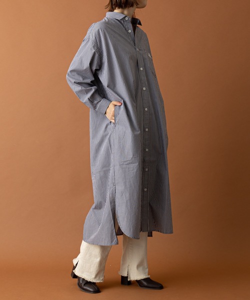 CIAOPANIC TYPY（チャオパニックティピー）の「【GEVACO/ゲバコ】タイプライターストライプシャツワンピース（シャツワンピース・レディース・ホワイト/ブラック/ネイビー/ブルー・MEDIUM）」の3枚目の写真