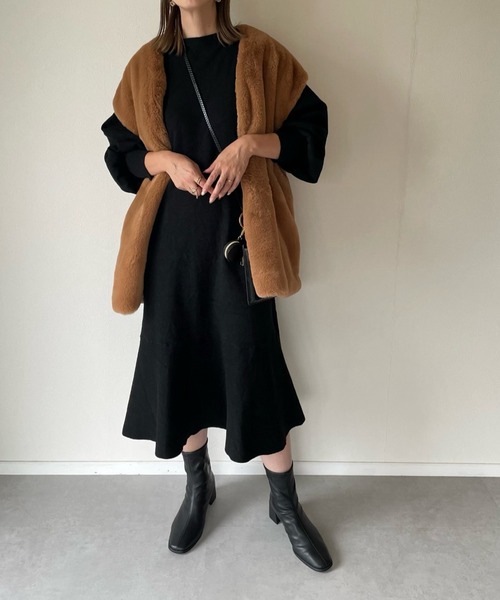 y/m by misato（イムバイミサト）の「マーメイドニットワンピース（ワンピース・レディース・ブラック/ベージュ・FREE）」の7枚目の写真