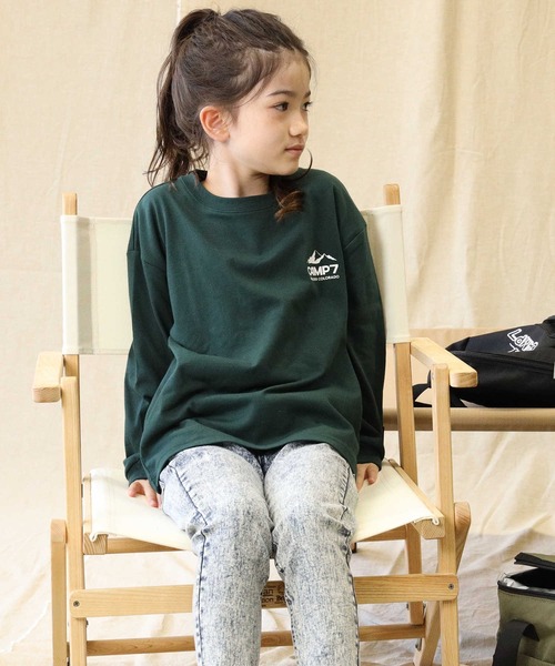 CAMP7（キャンプセブン）の「【CAMP7】ロゴロンＴ（Tシャツ/カットソー・キッズ・ブラウン/グリーン/オフホワイト/ブラック・120/130/150/140/160/105）」の4枚目の写真