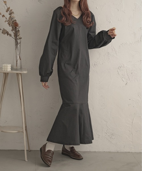 Ambre Ciel(アンブルシエル)の「美シルエット◎ボリュームマーメイドワンピース/【WEB/EC限定商品】(ワンピース・レディース・ダークブラウン/アイボリー/ブラック・FREE)」の1枚目の写真