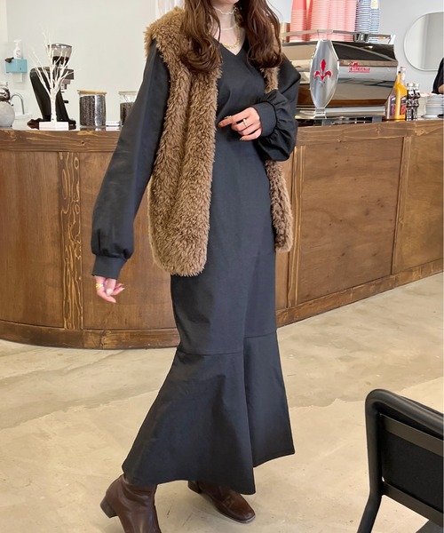 Ambre Ciel(アンブルシエル)の「美シルエット◎ボリュームマーメイドワンピース/【WEB/EC限定商品】(ワンピース・レディース・ダークブラウン/アイボリー/ブラック・FREE)」の16枚目の写真