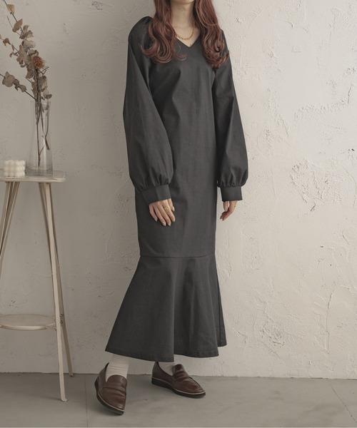 Ambre Ciel(アンブルシエル)の「美シルエット◎ボリュームマーメイドワンピース/【WEB/EC限定商品】(ワンピース・レディース・ダークブラウン/アイボリー/ブラック・FREE)」の14枚目の写真