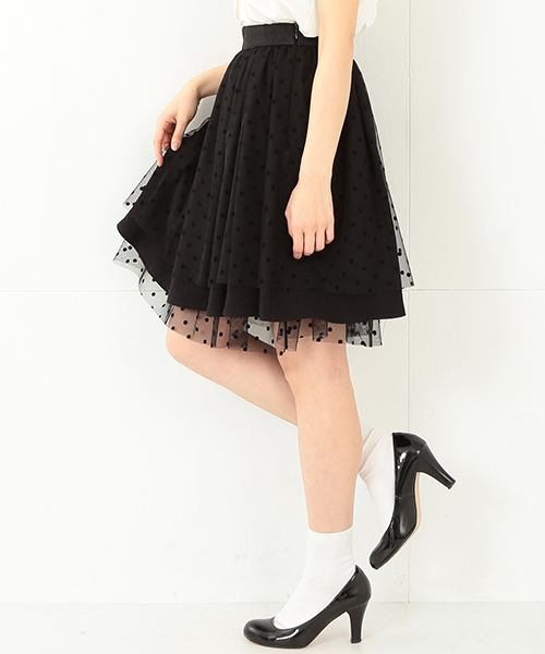 CAROLINA GLASER（カロリナ グレイサー）の「◎CAROLINA GLASER / ドットチュール スカート（スカート・レディース・ブラック/クリーム・ONE SIZE）」の14枚目の写真