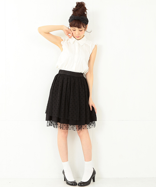 CAROLINA GLASER（カロリナ グレイサー）の「◎CAROLINA GLASER / ドットチュール スカート（スカート・レディース・ブラック/クリーム・ONE SIZE）」の16枚目の写真