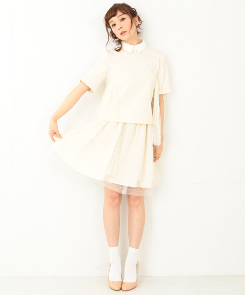 CAROLINA GLASER（カロリナ グレイサー）の「◎CAROLINA GLASER / ドットチュール スカート（スカート・レディース・ブラック/クリーム・ONE SIZE）」の8枚目の写真