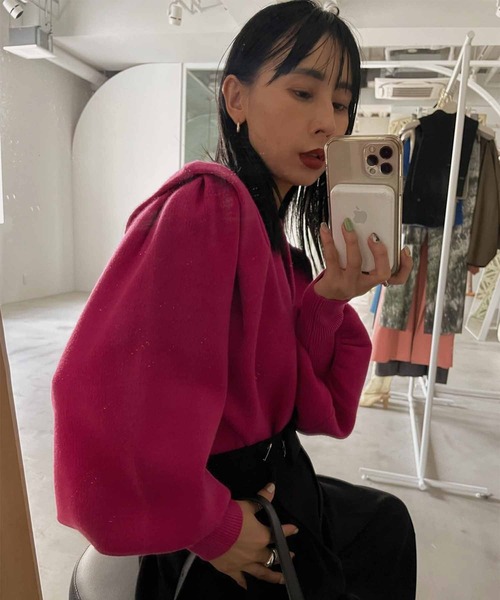トップス AMERI 2WAY PUFF SLEEVE KNIT TOP Ameri（アメリ）の「2WAY PUFF SLEEVE KNIT TOP（ニット/セーター
