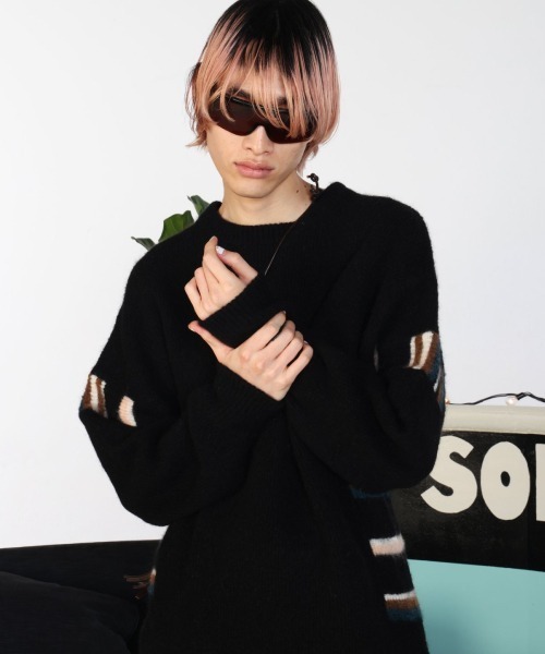 SON OF THE CHEESE（サノバチーズ）の「【SON OF THE CHEESE（サノバチーズ）】Border Crew（ニット/セーター・メンズ・ベージュ・MEDIUM/LARGE/X-LARGE）」の4枚目の写真