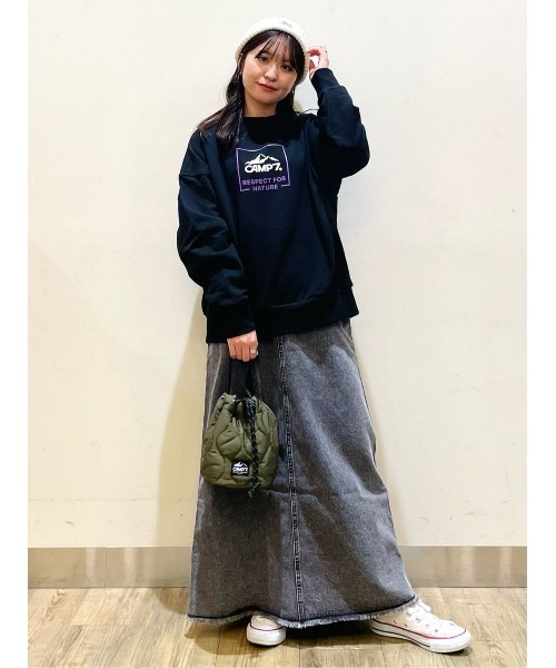 CAMP7（キャンプセブン）の「【CAMP7】フロントロゴクルースウェット（スウェット・レディース・ブラック/ベージュ/キナリ・M/L）」の14枚目の写真