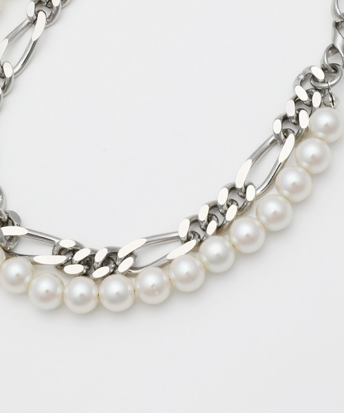 LEGENDA（レジェンダ）の「Pearl×Chain Choker Necklace（ネックレス・メンズ・シルバー/ゴールド・FREE）」の3枚目の写真