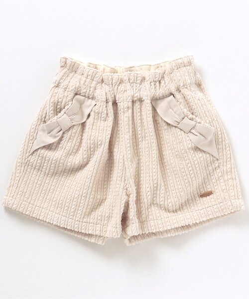apres les cours（アプレレクール）の「リボンポケットショートパンツ（その他パンツ・キッズ・アイボリー/チャコール/パープル/キャメル/ライトグレー/ダークグリーン・100/110/120/80/90/130/140）」の2枚目の写真