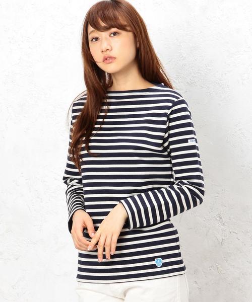 ORCIVAL（オーシバル）の「ORCIVAL（オーシバル） FRENCH TERRY BOR プルオーバー（Tシャツ/カットソー・レディース・オフホワイト/ネイビー・フリー）」の2枚目の写真