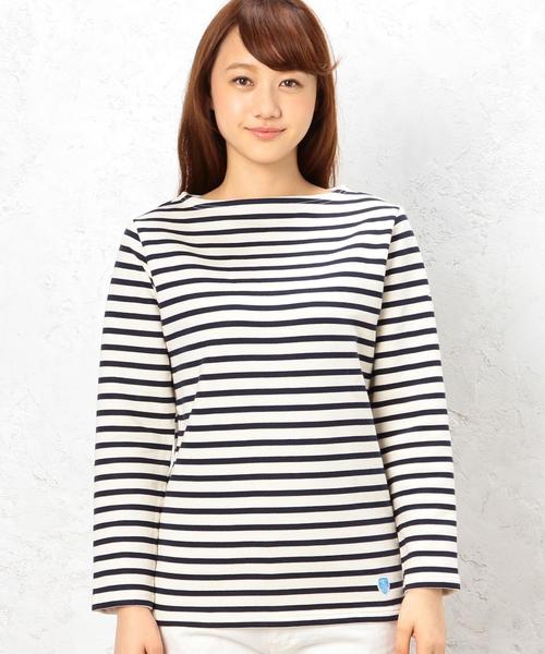 ORCIVAL（オーシバル）の「ORCIVAL（オーシバル） FRENCH TERRY BOR プルオーバー（Tシャツ/カットソー・レディース・オフホワイト/ネイビー・フリー）」の4枚目の写真