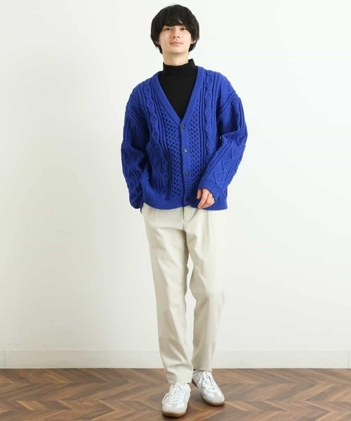 a.v.v(アーヴェヴェ)の「【ユニセックス】アランニットワイドカーディガン(カーディガン/ボレロ・メンズ・バイオレット/アイボリー/ブルー・46/48/50/44)」の12枚目の写真