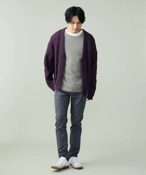 a.v.v(アーヴェヴェ)の「【ユニセックス】アランニットワイドカーディガン(カーディガン/ボレロ・メンズ・バイオレット/アイボリー/ブルー・46/48/50/44)」の15枚目の写真