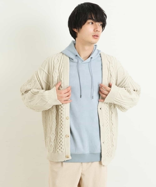 a.v.v(アーヴェヴェ)の「【ユニセックス】アランニットワイドカーディガン(カーディガン/ボレロ・メンズ・バイオレット/アイボリー/ブルー・46/48/50/44)」の20枚目の写真