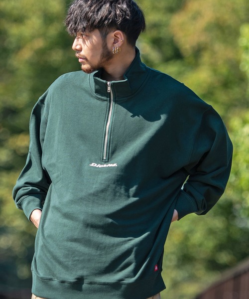 Dickies（ディッキーズ）の「『Dickies/ディッキーズ』裏毛ハーフジップトレーナー（スウェット・メンズ・チャコールグレー/ネイビー/オートミール/グリーン/ホワイト/ブルー系その他/マスタード・M/L）」の5枚目の写真