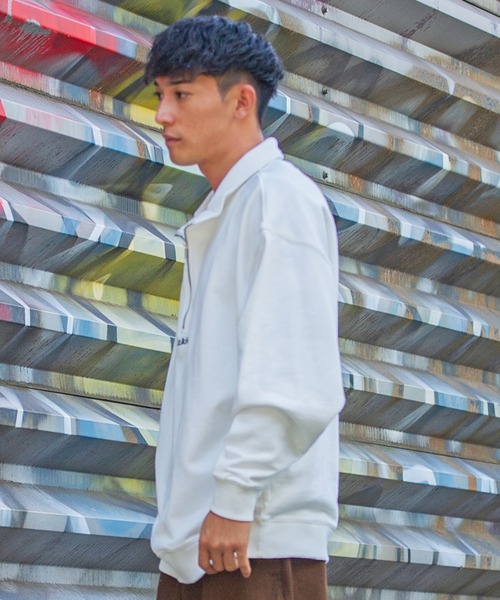 Dickies（ディッキーズ）の「『Dickies/ディッキーズ』裏毛ハーフジップトレーナー（スウェット・メンズ・チャコールグレー/ネイビー/オートミール/グリーン/ホワイト/ブルー系その他/マスタード・M/L）」の9枚目の写真