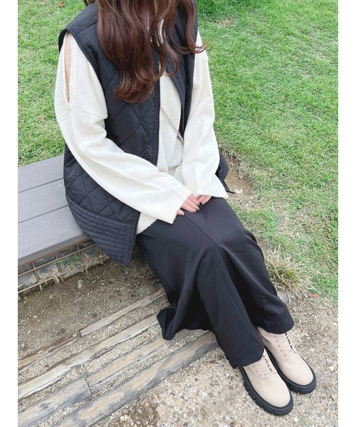 Green　Parks（グリーンパークス）の「肩開きニットプルオーバー（ニット/セーター・レディース・モカ/オフホワイト/ブルー・FREE）」の7枚目の写真