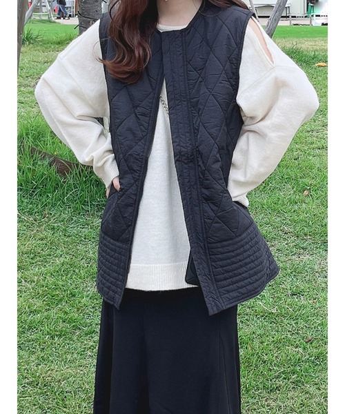 Green　Parks（グリーンパークス）の「肩開きニットプルオーバー（ニット/セーター・レディース・モカ/オフホワイト/ブルー・FREE）」の8枚目の写真