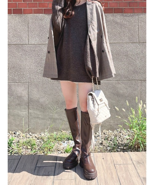 Green　Parks（グリーンパークス）の「肩開きニットプルオーバー（ニット/セーター・レディース・モカ/オフホワイト/ブルー・FREE）」の10枚目の写真