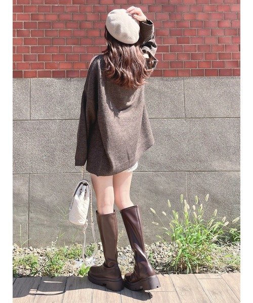 Green　Parks（グリーンパークス）の「肩開きニットプルオーバー（ニット/セーター・レディース・モカ/オフホワイト/ブルー・FREE）」の13枚目の写真